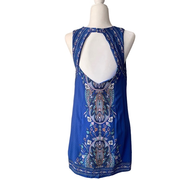 URBAN OUTFITTERS ECOTE GUINEVERA BLUE BACK-LEES MINI DRESS PAISLEY MINI DRESS - Picture 4 of 16